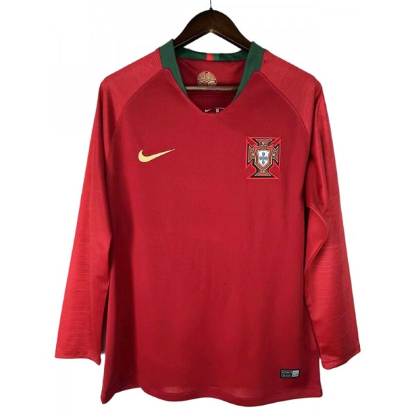 Portugal home long sleeve retro jersey soccer uniform men's first football kit tops sport shirt 2018-2019